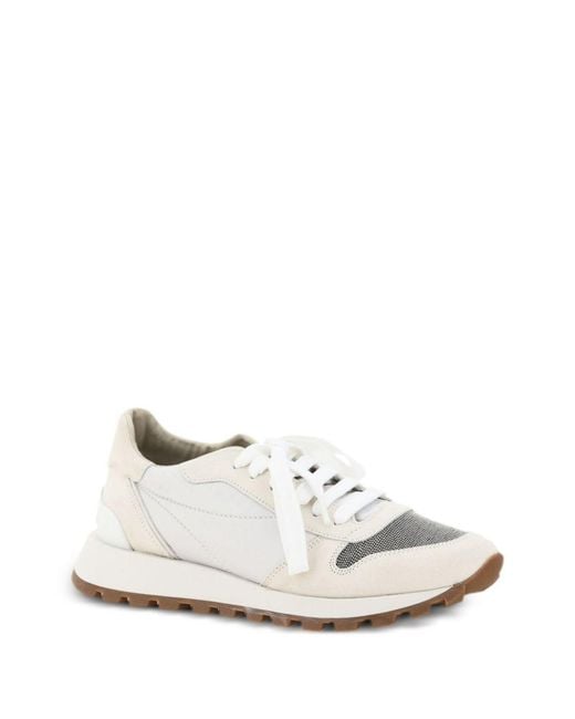 Brunello Cucinelli White Precious Toe Sneakers