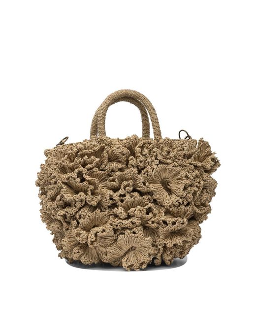 IBELIV Metallic Coraltea Raffia Handbag