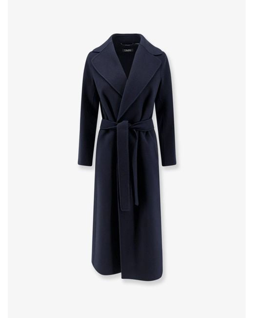 Max Mara Blue Poldo Virgin Wool Coat