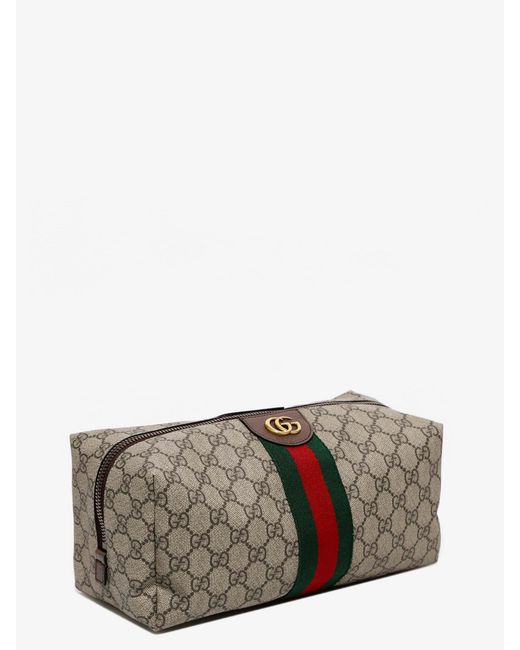 Gucci Gray Gg Supreme Fabric And Leather Beauty Case for men
