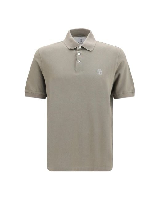 Brunello Cucinelli Gray Polo Shirt Cotton Khaki for men