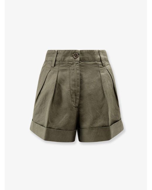 Women's Green Shorts Cotone Lino