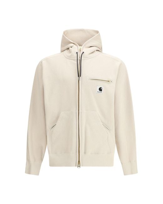 Sacai Natural Cotton Jersey Hoodie By + Carhartt Wip for men