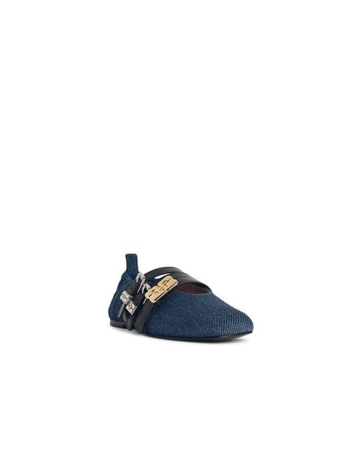 Ganni Blue 'Sporty' Denim Ballet Flats 'Rinse'