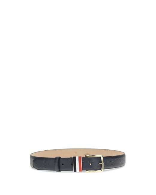 Thom Browne Blue Hammered Leather Belt for men