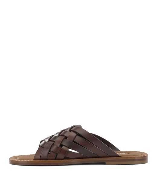 Miu Miu Brown Leather Slides