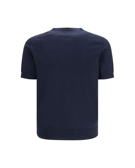 Zegna Blue Short-Sleeved Knit T-Shirt for men