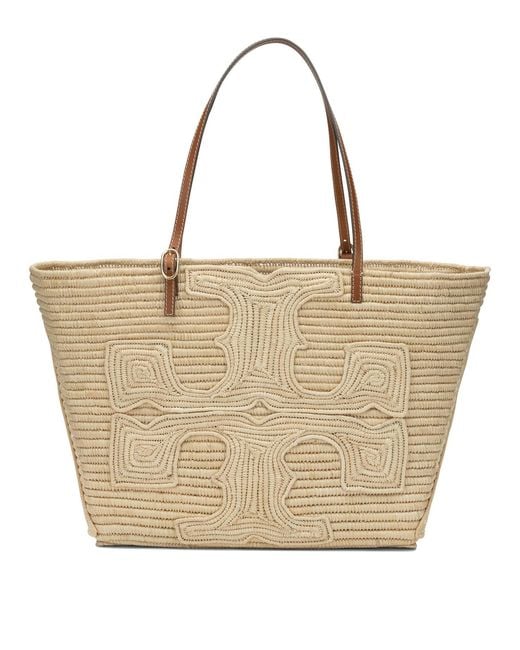 Tory Burch Natural Raffia Cotton Shoulder Bag