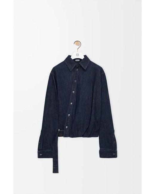 Loewe Blue Draped Denim Skirt