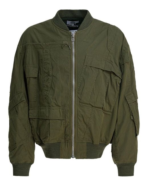 Junya Watanabe Green Cotton And Nylon Bomber Jacket Jackets And Coats