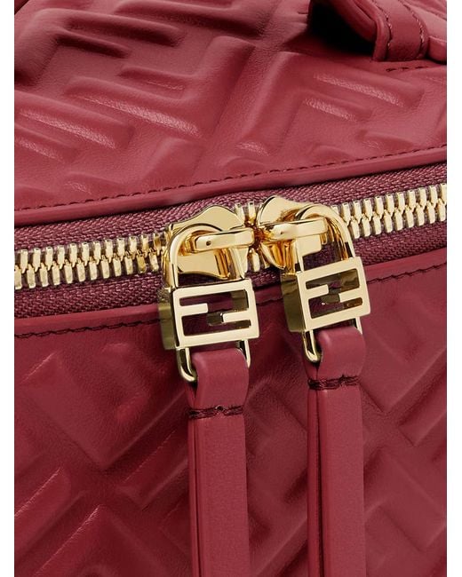 Fendi Red Vanity Leather Crossbody Bag With Ff Motif