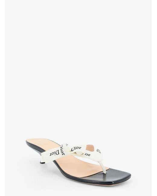 Dior White Dior J'Adior Cotton Flip-Flops With Embroidered Logo