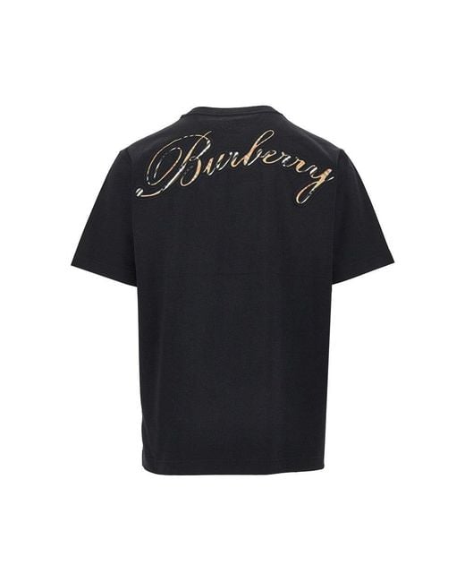 Burberry Black Check Logo T-Shirt for men