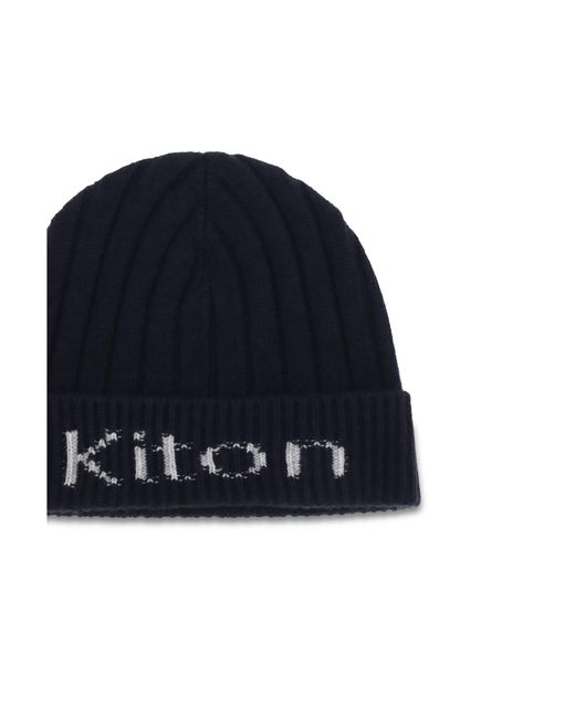 Kiton Blue Wool Beanie Hat for men