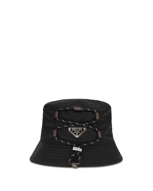 Prada Black Nylon Bucket Hat for men