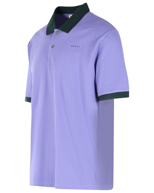Marni Purple Cotton Polo Shirt for men