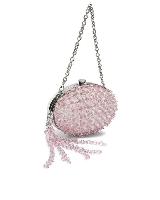 Self-Portrait Pink Clutch With Crystals