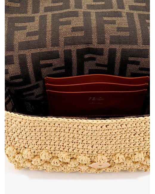 Fendi Metallic Baguette Mini Raffia Crossbody Bag