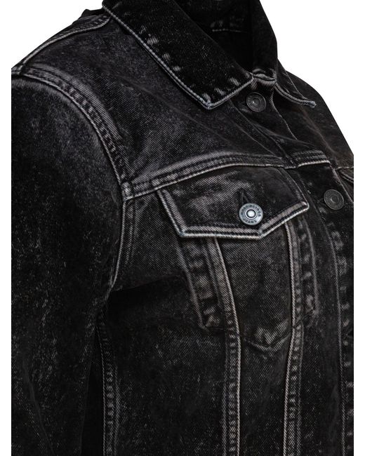 Balenciaga Black Denim Jacket With Laces