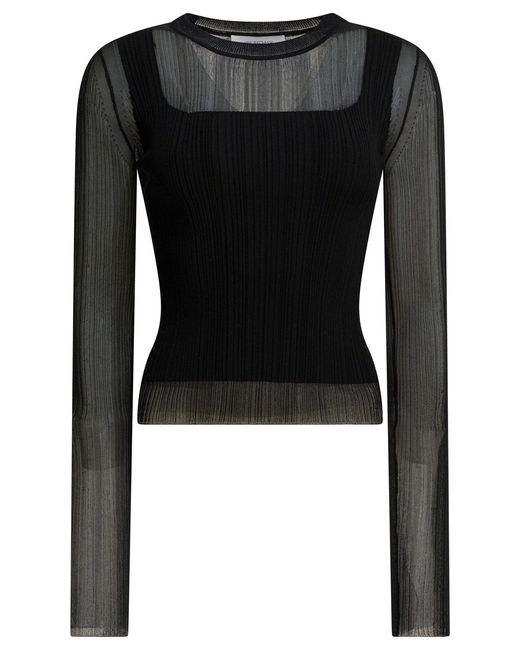 Max Mara Black Viscose Crewneck T-Shirt