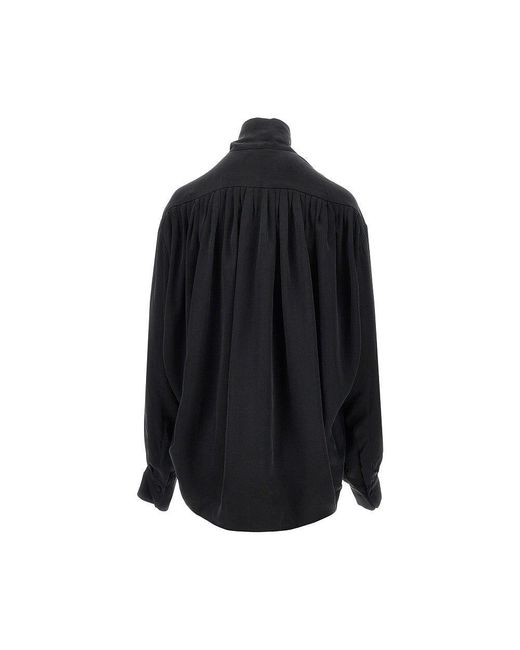ANDAMANE Black 'Mathilda' Satin Blouse