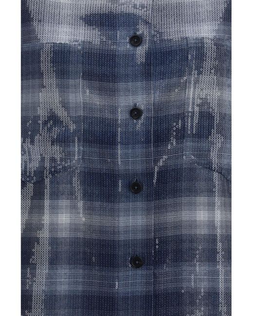 Pinko Blue Orchidea Sequin Shirt