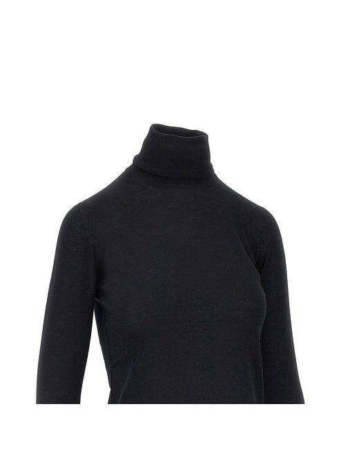 Max Mara Black Virgin Wool Knitting Turtleneck