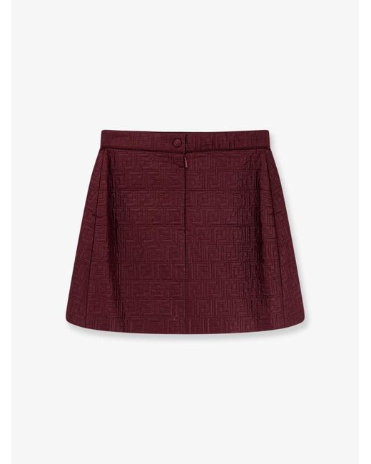 Fendi Red Quilted Nylon Mini Skirt