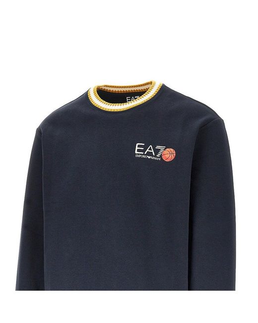EA7 Blue Cotton T-Shirt for men