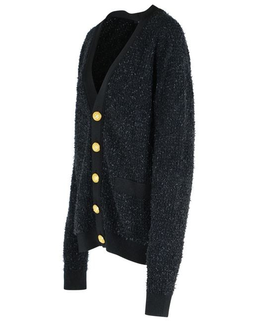 Balmain Black Cotton Blend Cardigan for men