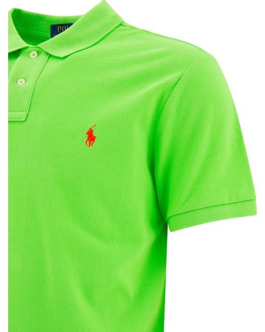 Polo Ralph Lauren Green Pique Polo Shirt for men