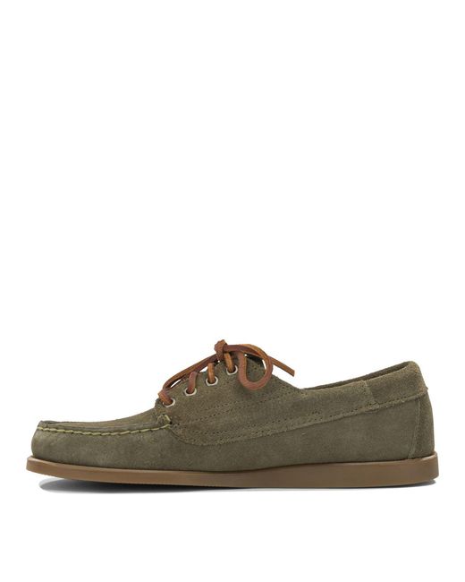 Sebago Brown Askook Leather Rubber Lace-Up Loafers for men