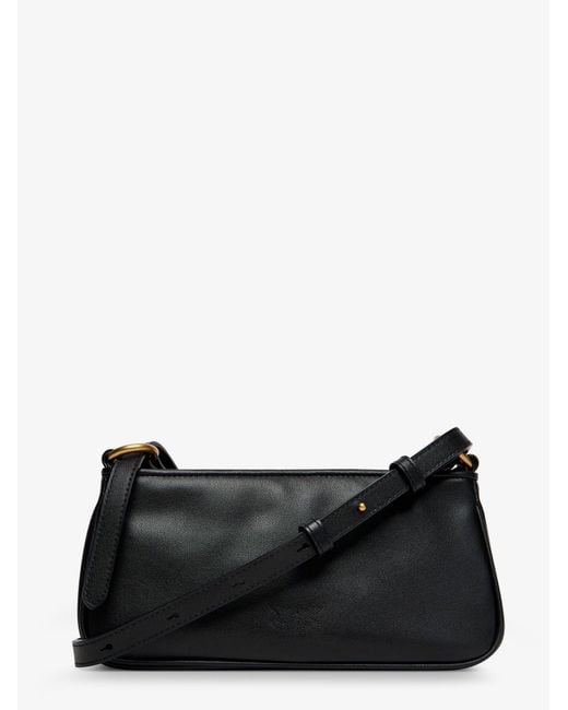 Pinko Black Mini Half Moon Leather Crossbody Bag