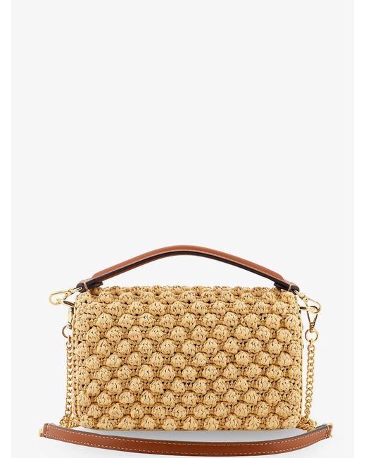 Fendi Metallic Baguette Mini Raffia Crossbody Bag