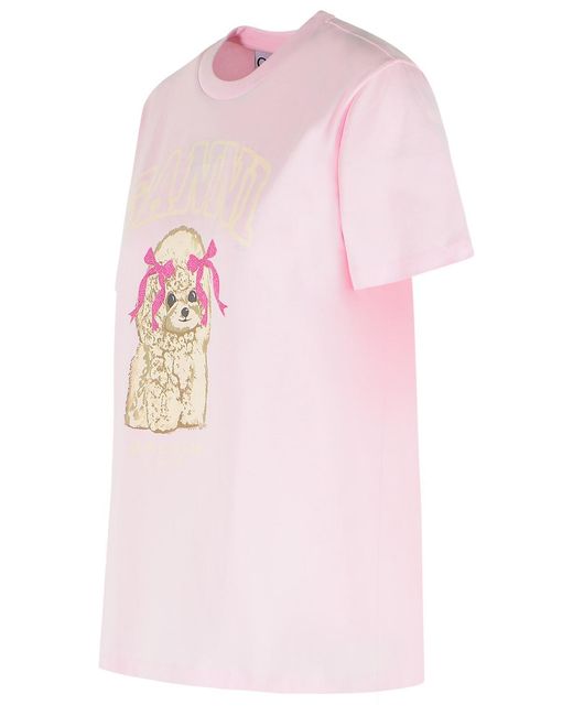 Ganni Pink Cotton T-Shirt