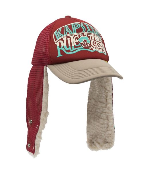 Kapital White Kapsize Rule Trucker Hat Bordeaux for men