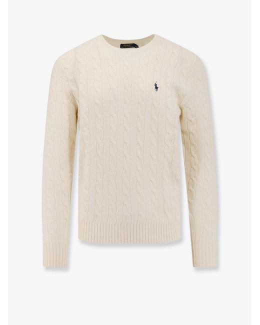 Polo Ralph Lauren White Wool And Cashmere Cable Knit Sweater for men