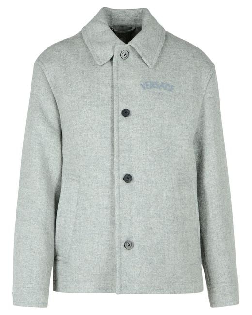 Versace Gray Wool Jacket for men