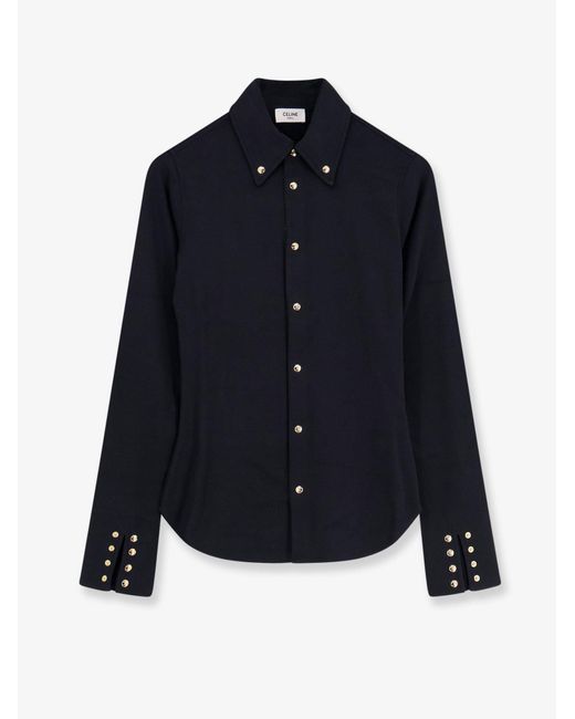 Women's Blue Cotton Shirt With Triomphe Buttons