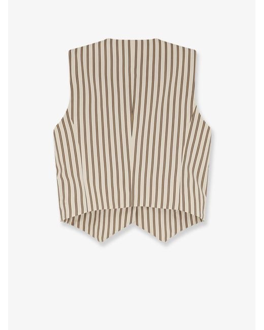 Max Mara White Mxmfauno Striped Cotton And Silk Vest