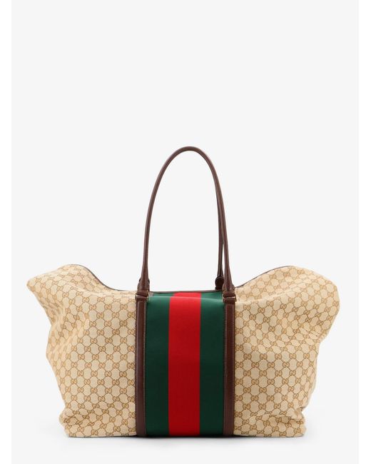 Gucci White Gg Fabric Travel Bag With Web Detail On The Front for men