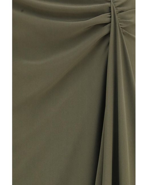 McQueen Green Draped Long Skirt