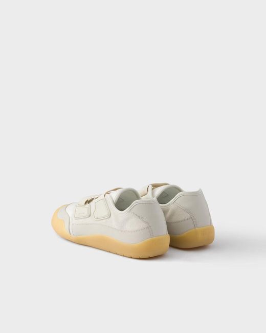 Prada White Speedrock Leather And Mesh Sneakers for men