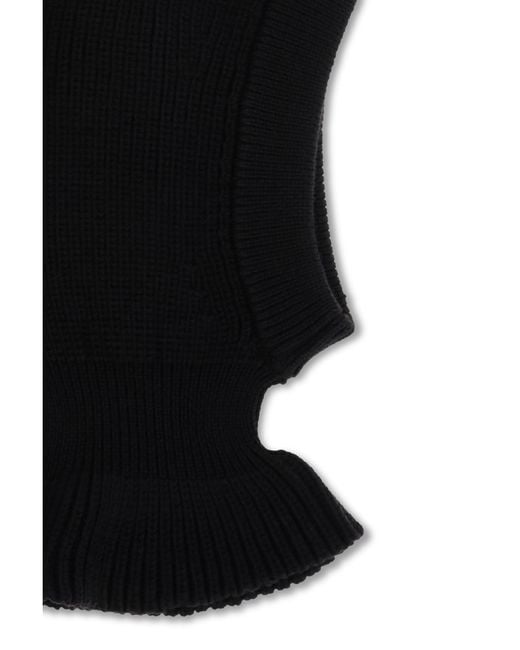 Lemaire Black Ribbed Wool Balaclava for men