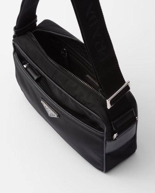 Prada Black Re-Nylon Saffiano Leather Shoulder Bag for men