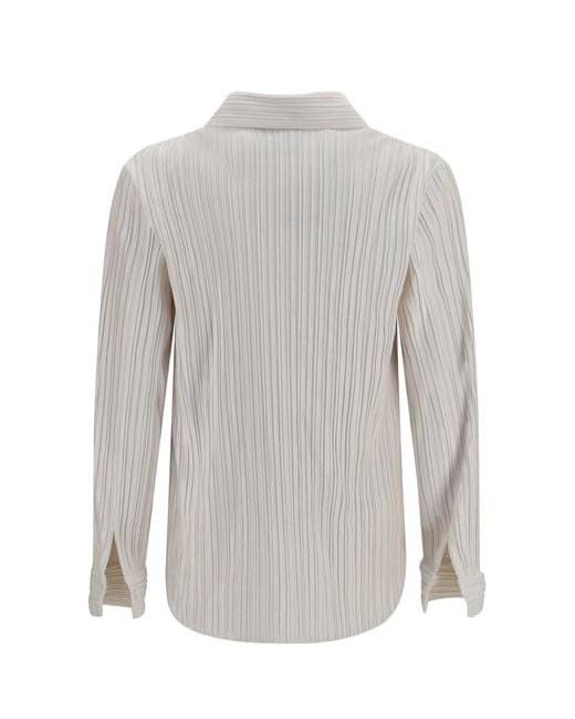 GONGDID DESIGN Gray Fine Striped Velvet-Like Shirt Off