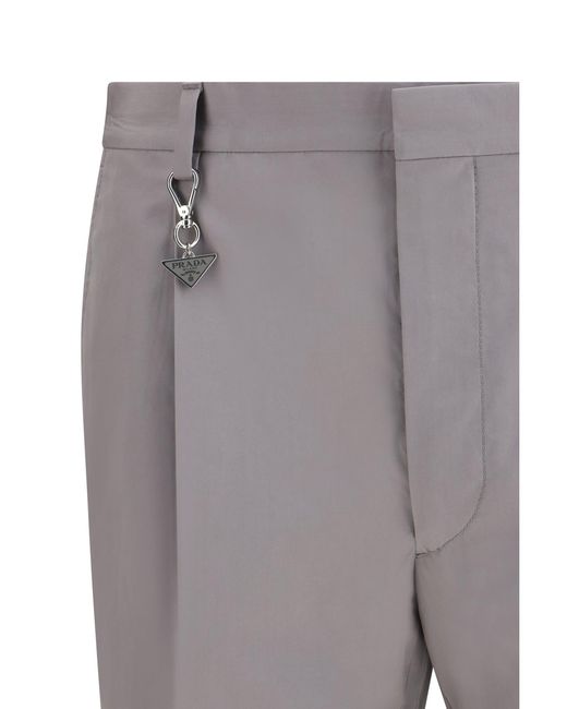 Prada Gray Tailored Cotton Poplin Pants for men
