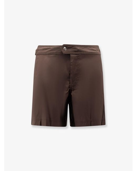 Men's Brown Nylon Swim Boxer Shorts