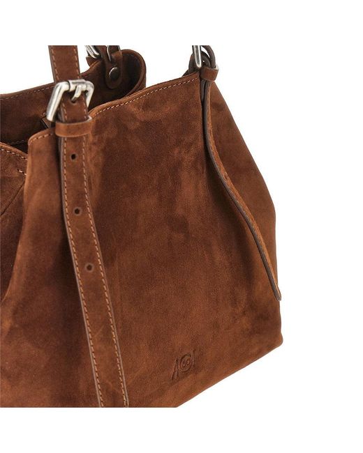 AUTENTICA 504 Brown Suede Leather Small 'Galatea' Bag