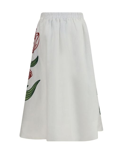 Farm Rio Gray Floral Embroidered Skirt Off
